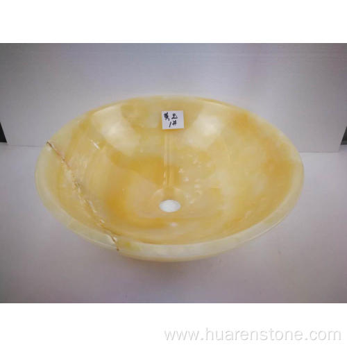 Yellow round onyx bowls
